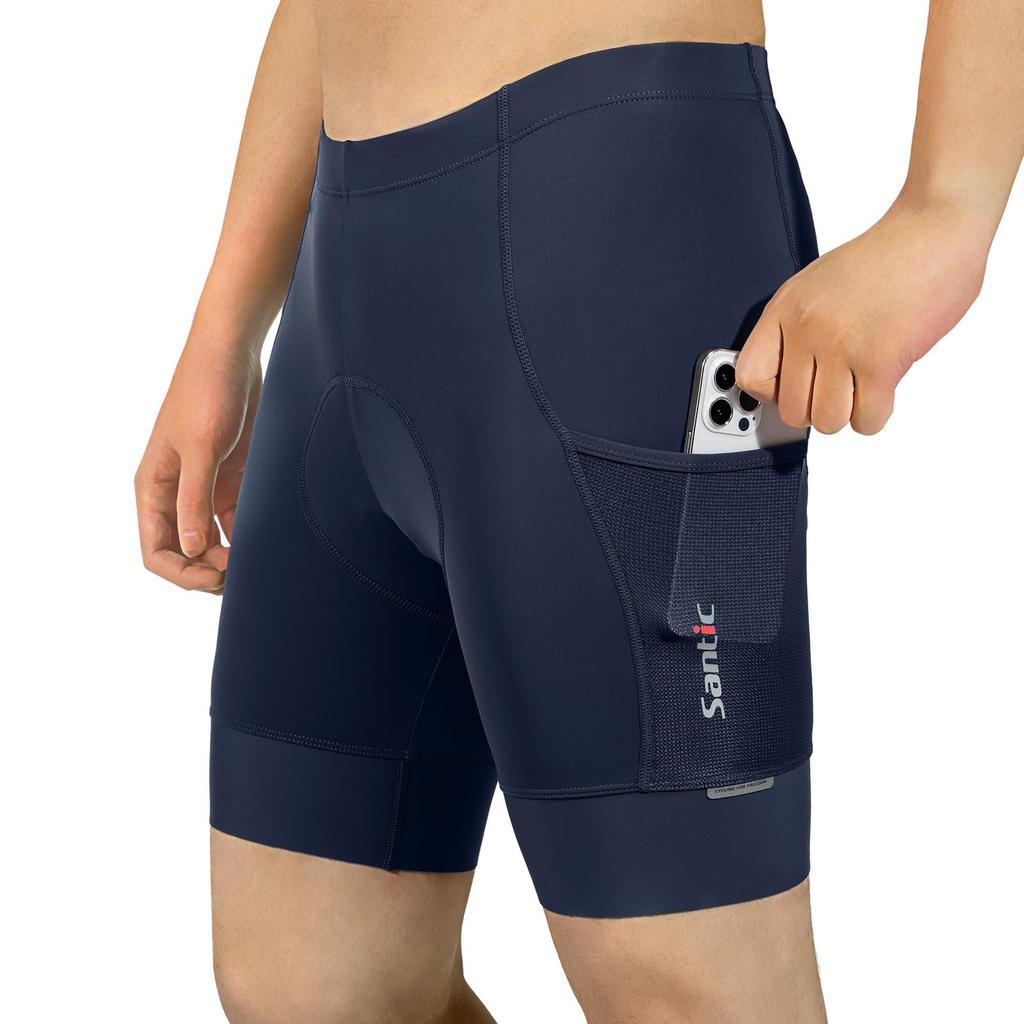 Santic Cycling Racer Bike Size Men's Pants, Pants, Cycling/Road Innerwear, Padded, Moisture-Wicking, Quick-Drying, Spring/Summer (Navy, S)