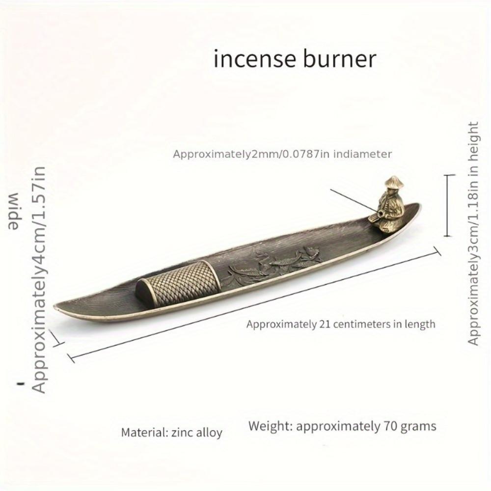 Traditional Boat-Shaped Metal Incense Burner, Festive Home Decor for Christmas, Halloween, Easter, Hanukkah, Thanksgiving - Elegant Metallic Design