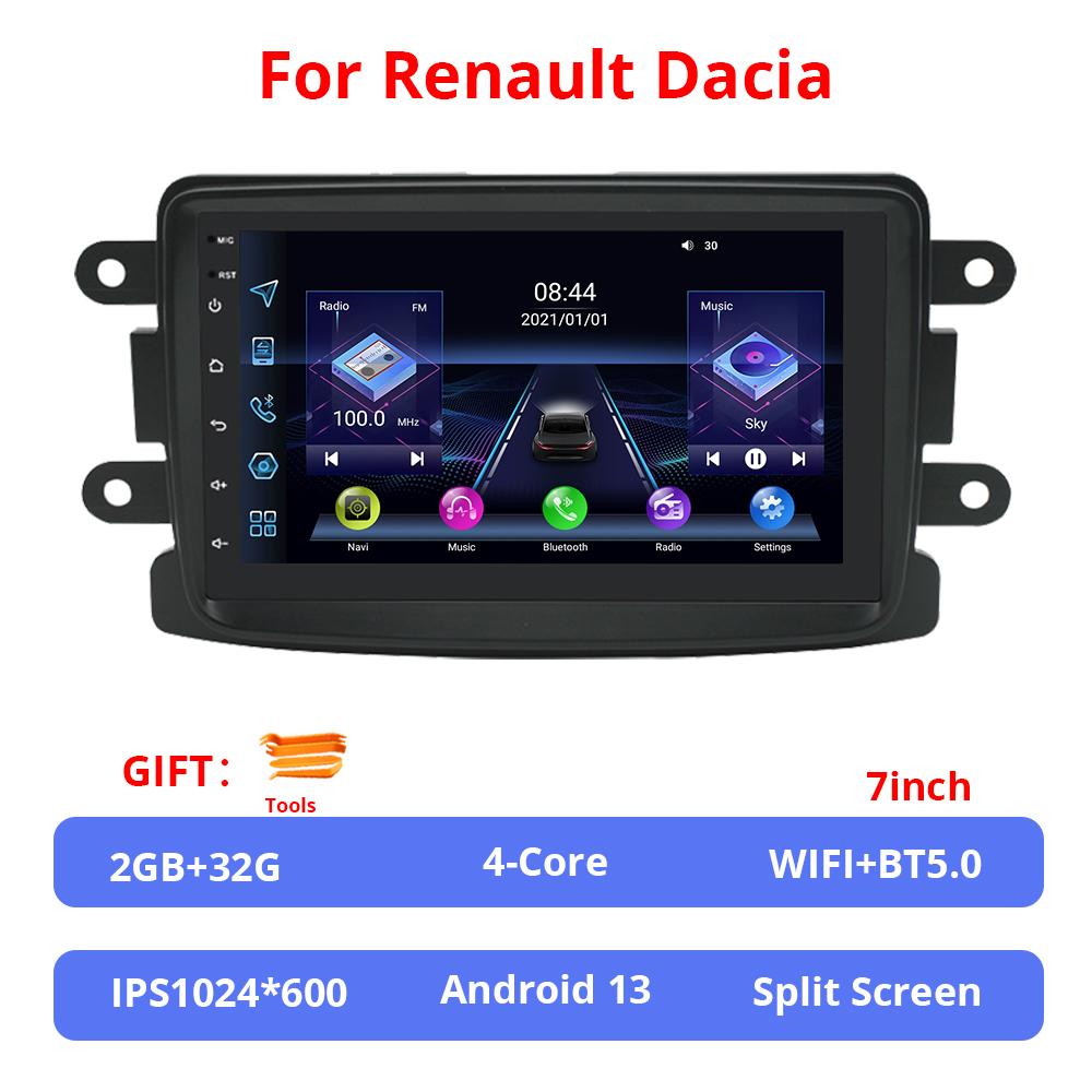 

NAVIGUIDE 7-дюймовый Android 13 GPS автомобильный мультимедийный плеер для Renault Dacia без DVD беспроводной Carplay и Android Auto 4G WIFI BT 5.0 FM оранжевый