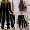 Vestidos Casuais de Manga Comprida com Gola Redonda para Outono Inverno