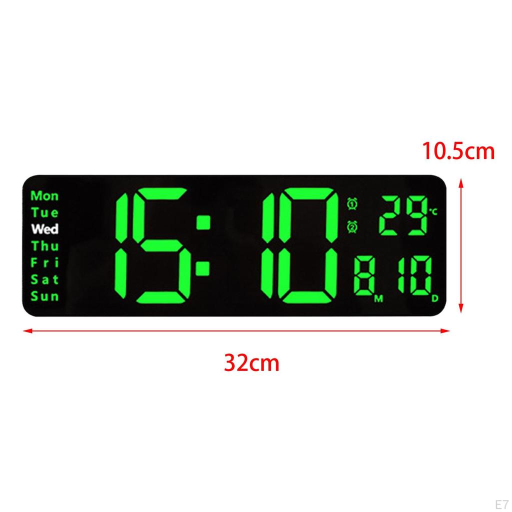 LED Electronic Clock with Time Date Week Temperature Display Silent for Cafe