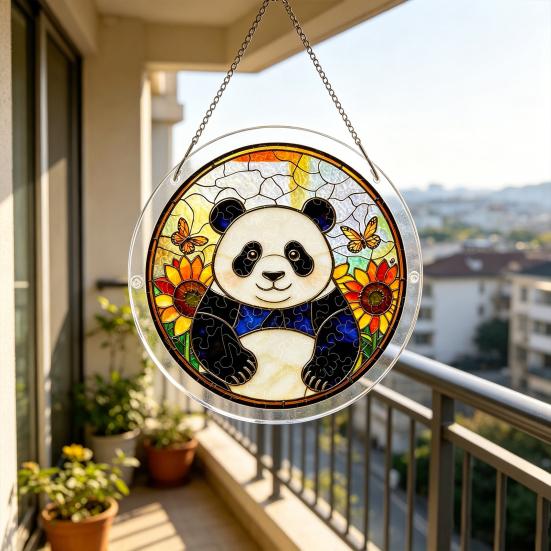 Acryl Puzzlesonnensammler, Lebensbaum/Blumen im Buntglas-Stil Fensterhänge-Dekoration, DIY Sonnensammler-Set für Zuhause, Garten