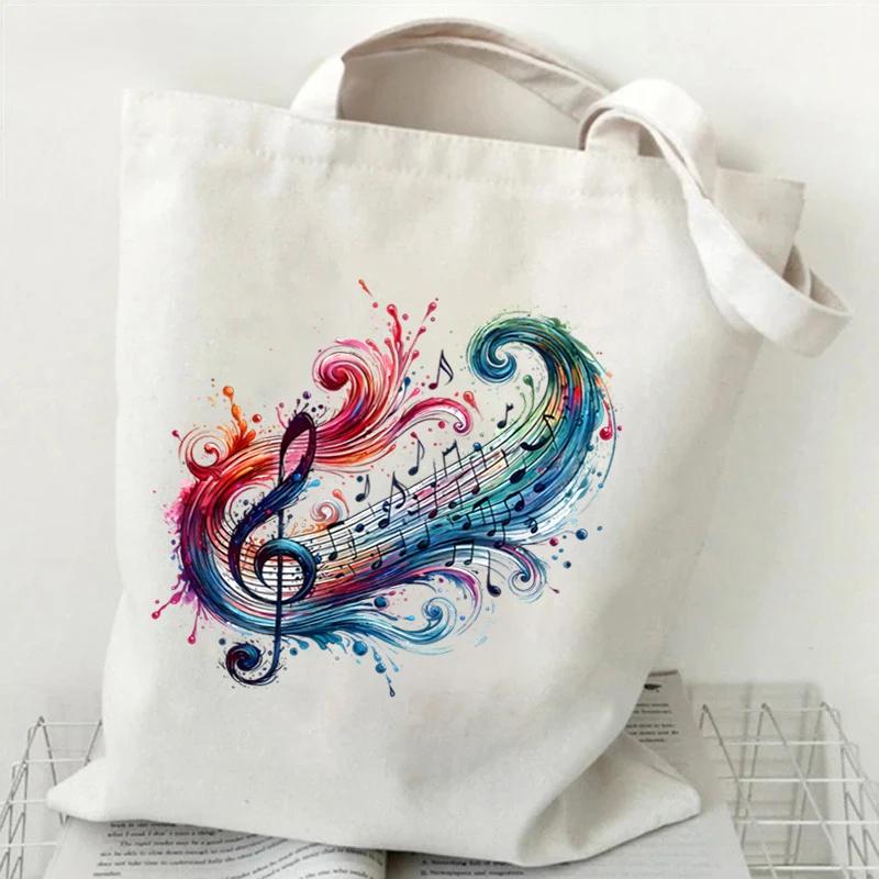 

Women Handbags Music Notation Canvas Bag For Teen Fashion Design Side Bag Funny Watercolor Music Note Shoulder Bag For Ladies 1