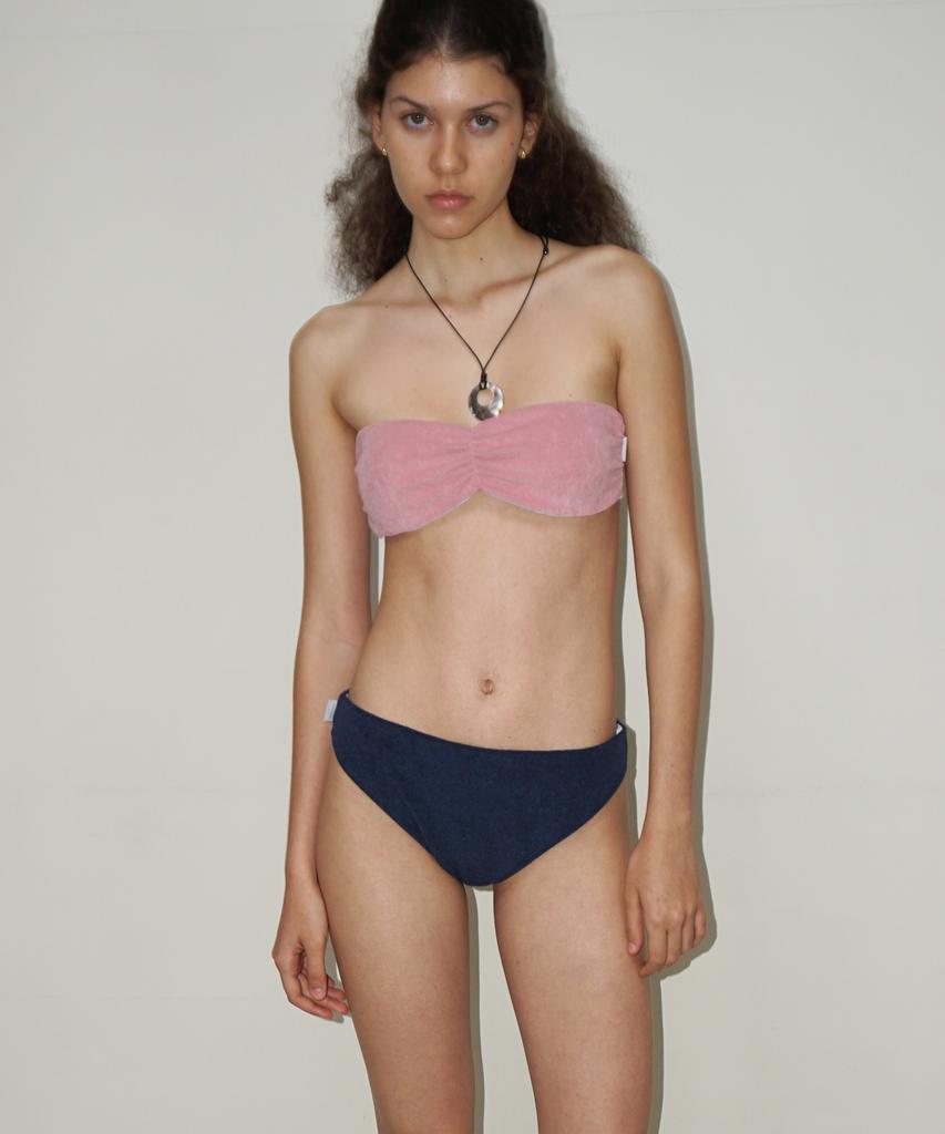 Tteolseutikeulleob Terry Bikini (Pink) - Bandeau Top
