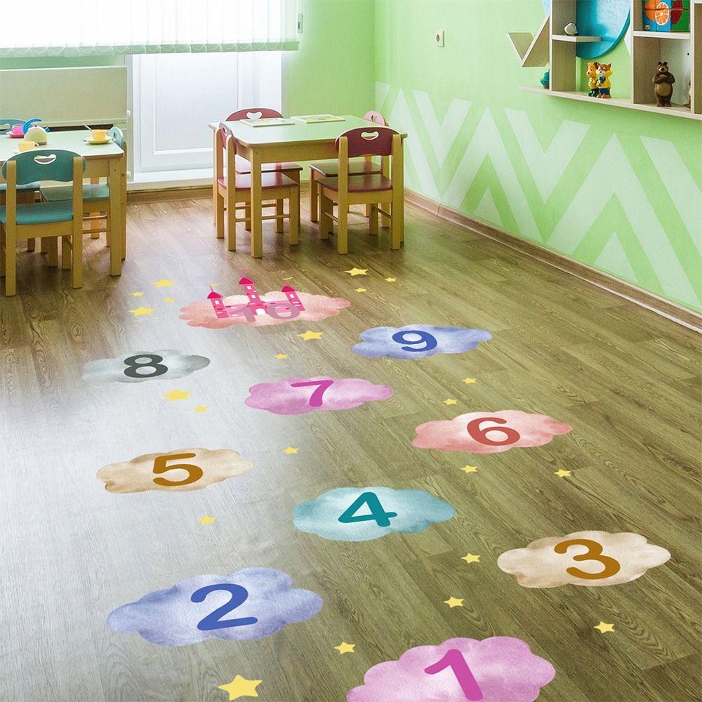 PVC Hopscotch Game Floor Stickers Multicolor Flooring Decals Creative Wall Art  Kid's Room