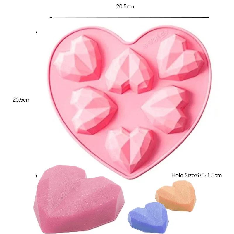 Heart-shape Silicone Mold for Baking Pan Patisserie Candy Bar Chocolate Mould DIY Wedding Gift Epoxy Resin Molds Kitchen Supply