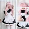 AOTYP Maid Cosplay Includes Short and Perfect for Maid and Black Women's 5-Piece Set, Dress, Length, Knee-High Socks, Apron, Headband, Bow, Cafes,
