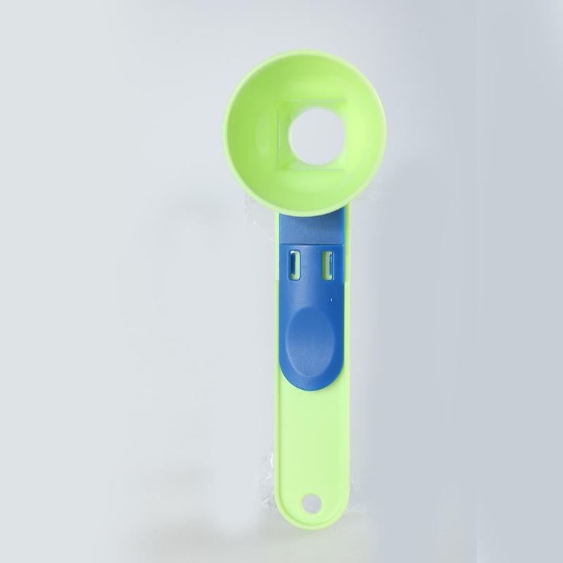Plastic Measuring Spoon Funnel for Protein Powder Cooking Ingredient Sliding Scooper with Long Handle Kitchen Tool