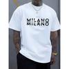 Summer Men's 100% Pure Cotton Casual Loose Fit Plus Size ITALY MILANO Printed Comfortable Round Neck Short Sleeved T-shirt Top