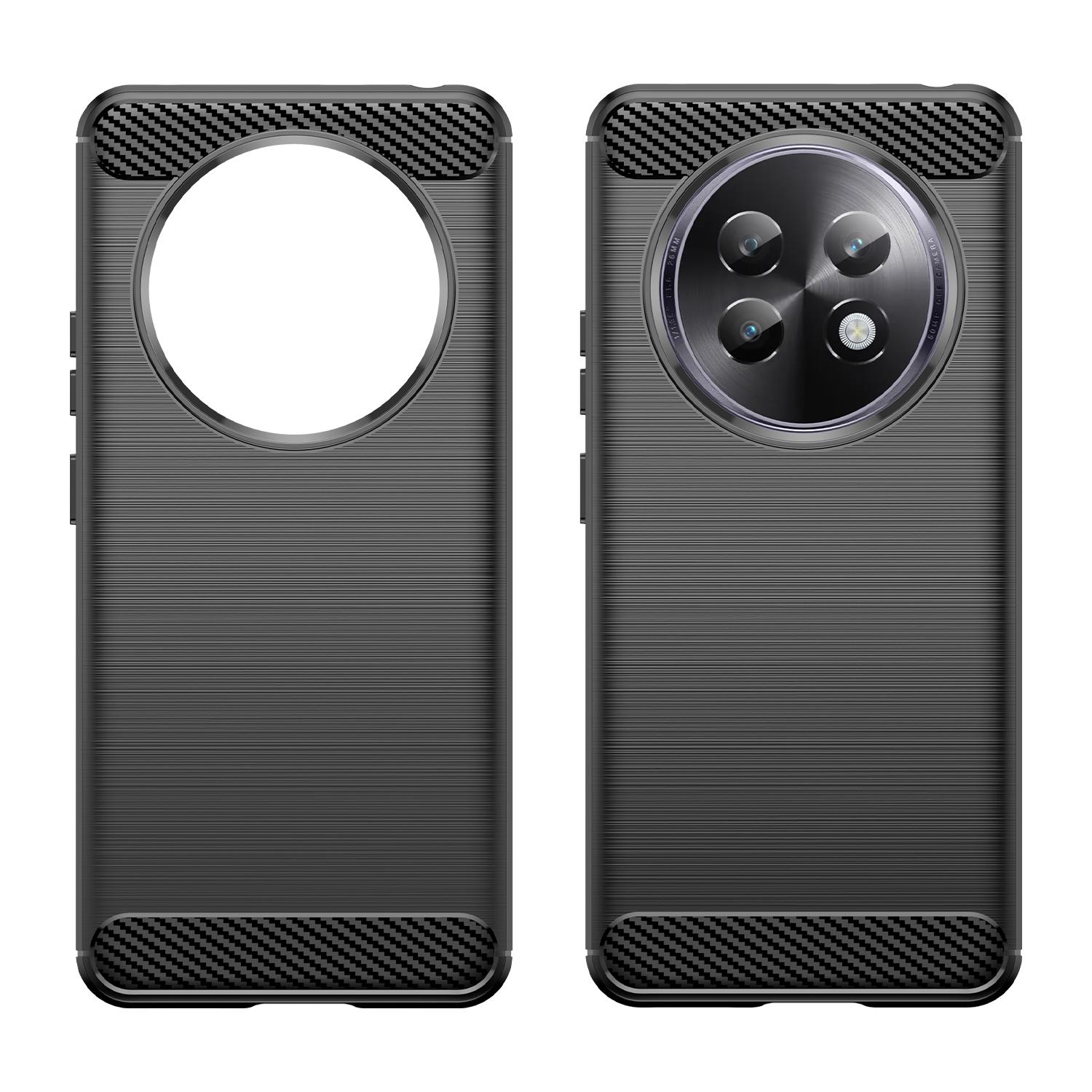 

For Realme 13+ 5G Case Carbon Fiber Texture Brushed Phone Back Cover Black
