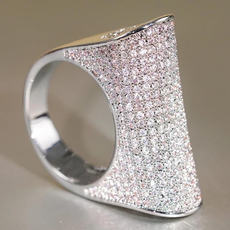 Unique Design Women Rings Full Bling Bling CZ Wedding Party Fashionable Female Rings New Gorgeous Jewelry Drop Shipping