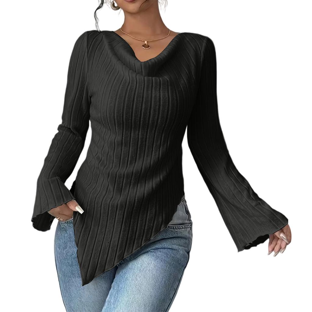 Dámský módní elegantní top s dlouhým rukávem pro dojíždění a volný čas