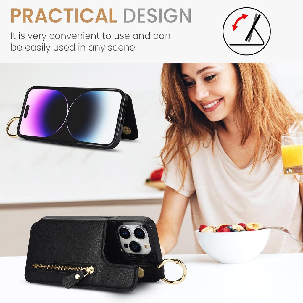 iPhone 15 Leather Case: Multifunctional Wallet & Protective Apple 14 Pro Max Case