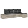VidaXL Ensemble de Canapés de Jardin 5 Pièces avec Coussins Gris Clair en Rotin 3347022