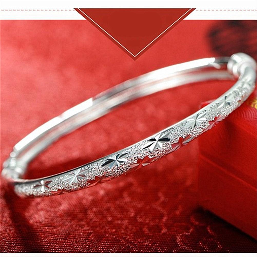 Pretty Shining Gypsophila Stars Cuff Bangles 999 Sterling Silver Bracelets for Women Fashion Fine Wedding Party Gifts Jewelry