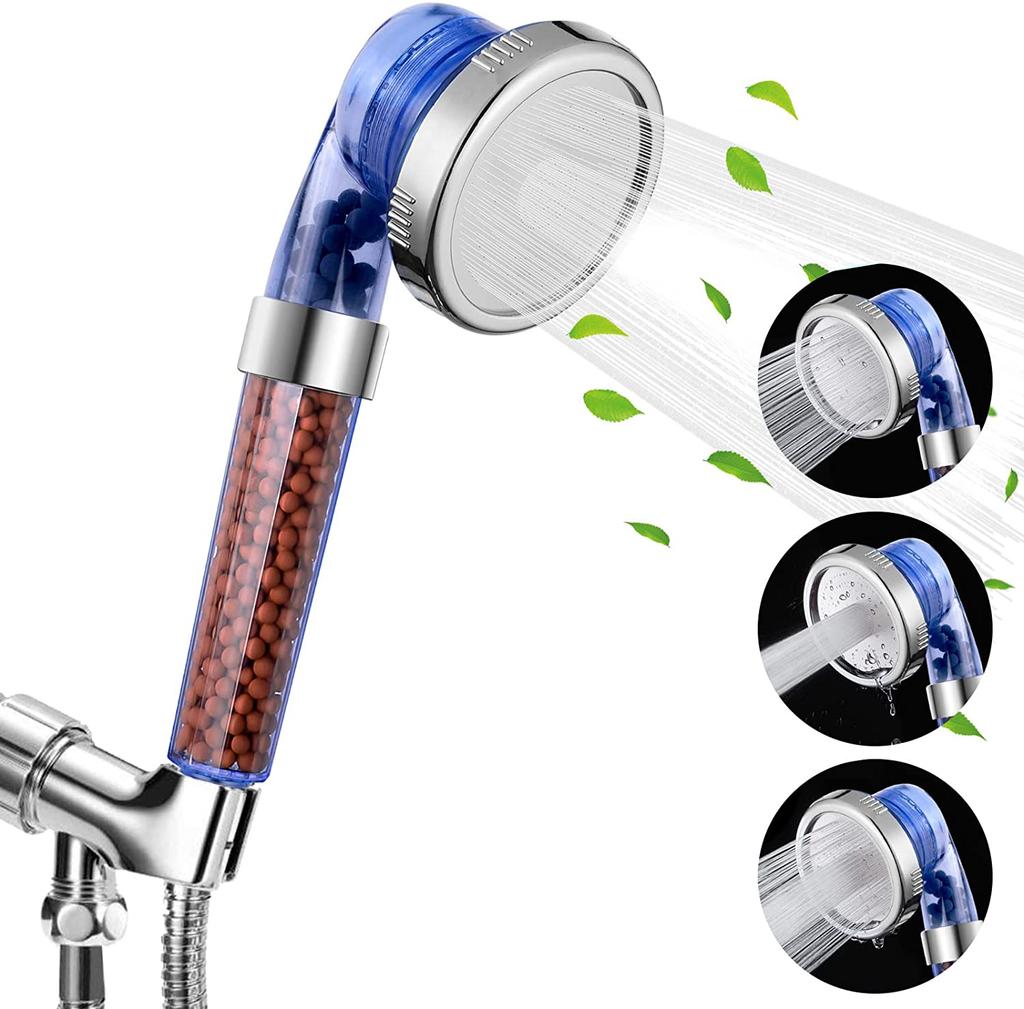Ionic Shower Head Water Saving 3 Functions Spa Handheld Shower Combo Set
