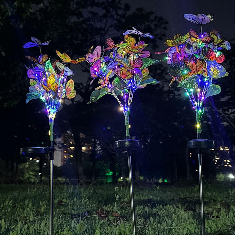 Solar LED Butterfly Flower Light Outdoor Simulation Christmas Lawn Lamp Garden Waterproof Landscape for Home Wedding Decor