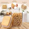 9oz Glass Jars with Airtight Bamboo Lids - Clear Glass Pantry Storage Containers Small Square Canister Set for Kitchen Spices