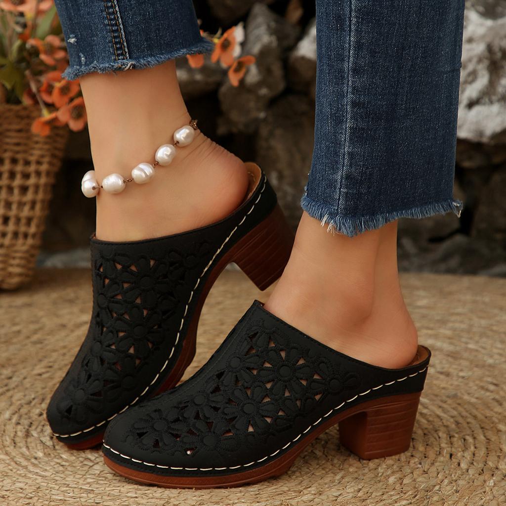Fashionable And Versatile Women'S Slippers Thick Mid Heel Soft Sole 206 Collective Womens Sandals Women Leather Sandals Size 6