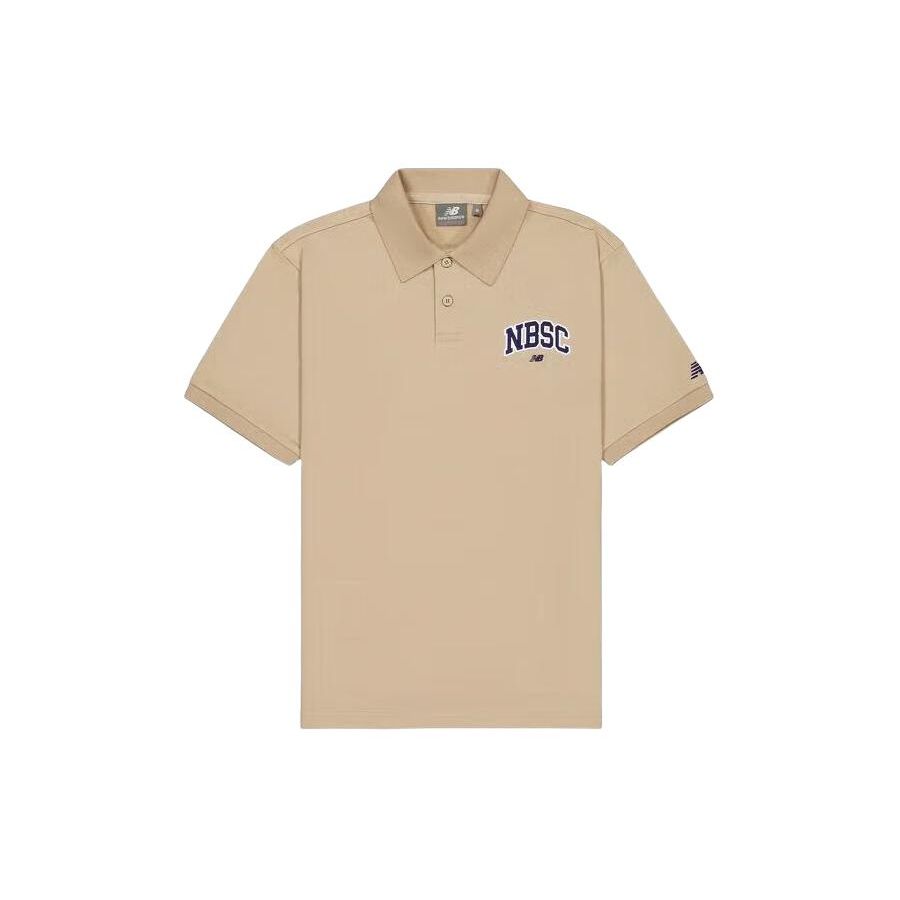 

New Balance Embroidered Towel Letter Polo Shirt Men Tops Khaki NFE22011-DB