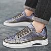 Fashion Gold Men's Sneakers Leather Sports Shoes Luxury Fashion Skateborad Shoes Glitter Platform Casual Shoes Men Slip On Shoes for Man