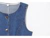 2025 Summer Women's Sleeveless Denim Vest and Mid-Waist Shorts Casual Suit in European and American Style.