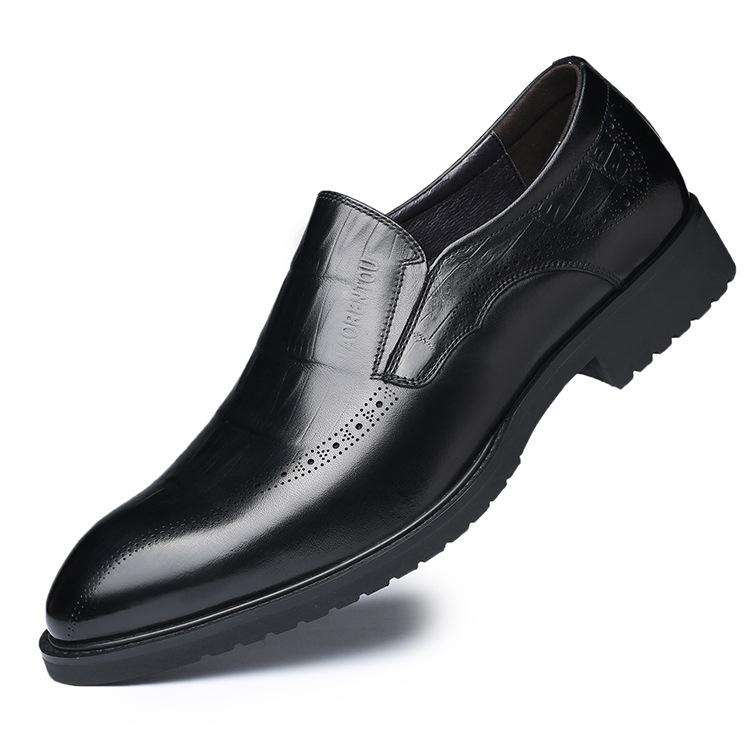 Old man head autumn leather shoes men's dress shoes business casual leather shoes men's British style crocodile pattern brock men's shoes