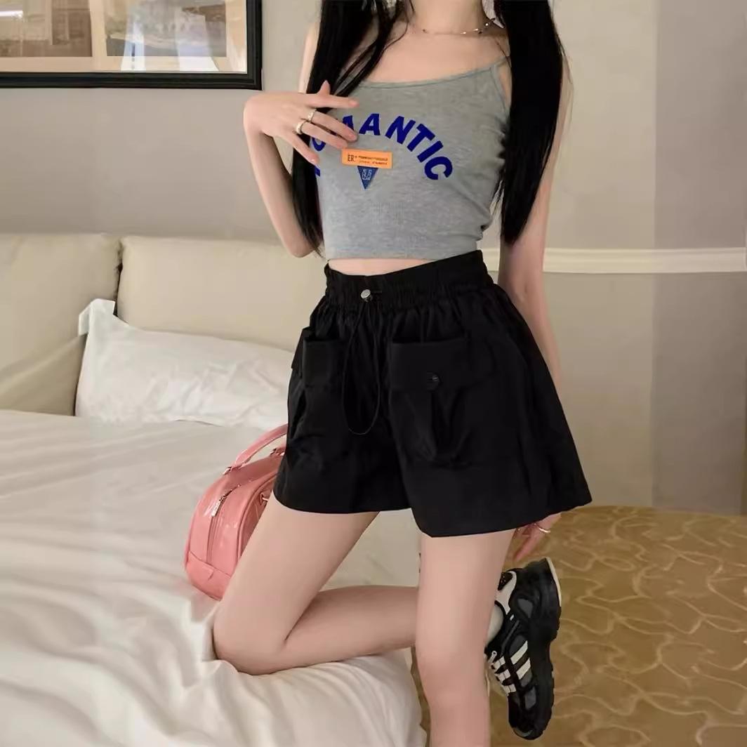 

Женские летние эластичные рабочие брюки с высокой талией и завязками на резинке, свободные прямые широкие шорты небольшого размера S