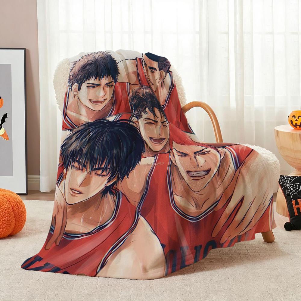 Slam Dunk Anime Basketball Heroes Pattern Flannel Blanket Machine Washable Fleece Blanket For Camping Picnic Home Party Decor New Year Gift