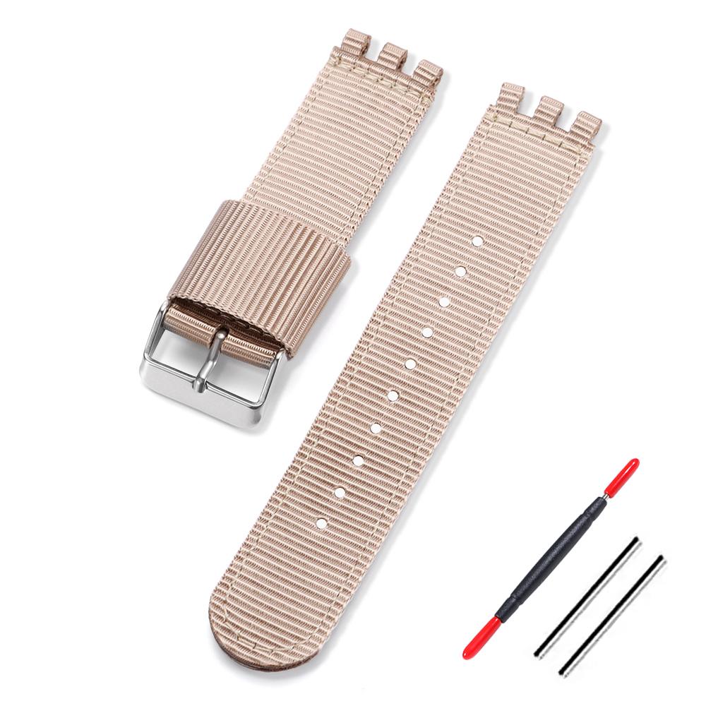 17mm 19mm 20mm Nylon Canvas Watch Band for Swatch Replacement Strap for Military Sports Army Green Wristband Men Women Bracelets