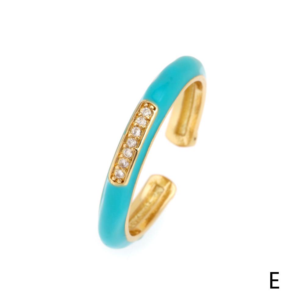 Trendy Colorful Zircon Drip Oil Stacking Ring for Spring/Summer