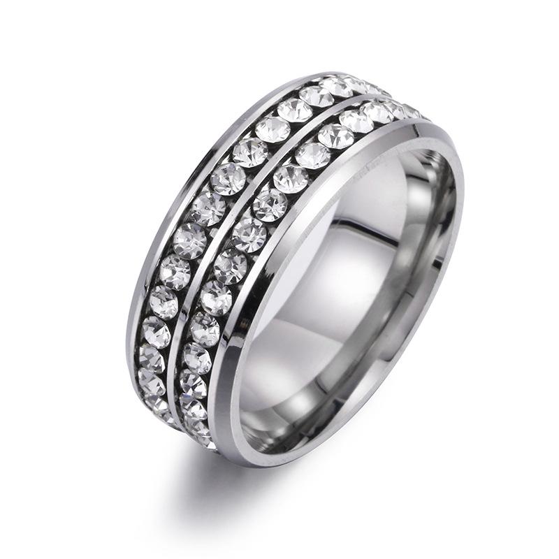 Titanium Steel Couple Ring Zircon Decor Simple Fashion Party Finger Accessories Birthday Gift For Young Girls