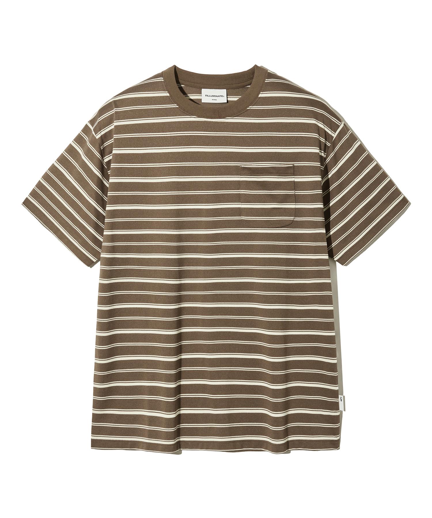 Illuminate Pocket Stripe T-Shirt - Brown Brown/M