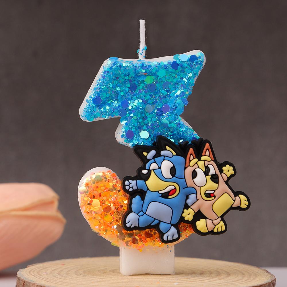 Bluey Bingo Anime Kerze Niedlich 3D 0-9 Zahl Cartoon Figur Geburtstagstorte Stecker Geburtsdatum Tortendekoration Geschenk