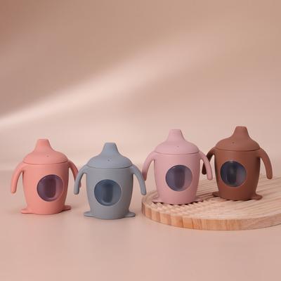 Color Kids 1 Stück Silikon Pinguin Trinkbecher Transparent Baby Wasserflasche BPA-frei Auslaufsicher Tragbar Kleinkindbecher Babygeschenke