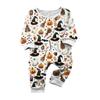 Family Matching Halloween Printed Pajama Set, Long Sleeve Top and Pants for Mom and Kids