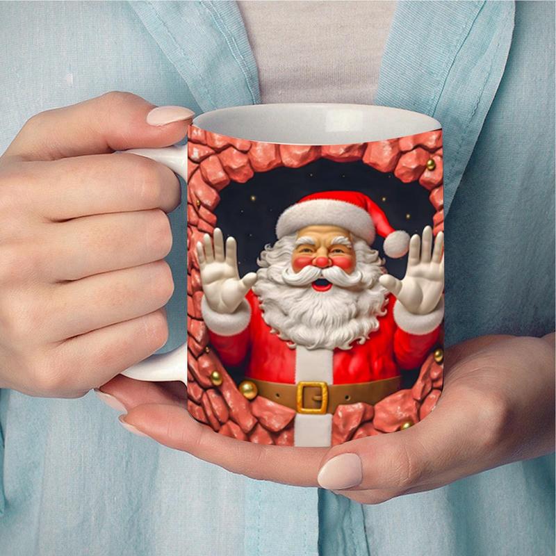 3D Christmas Ceramic Mugs Cute Mugs With Flat Painted Santa Claus Novelty Coffee Mug In Ceramic 11oz Coffee Milk Tea Lovers Gift
