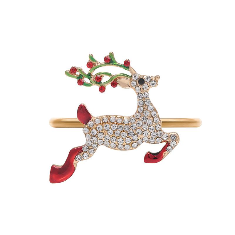 Christmas Napkin Ring Metal Xmas Bell Elk Napkin Holder Flower Wreath Rings Wedding Banquet Hotel Table Decoration Accessories