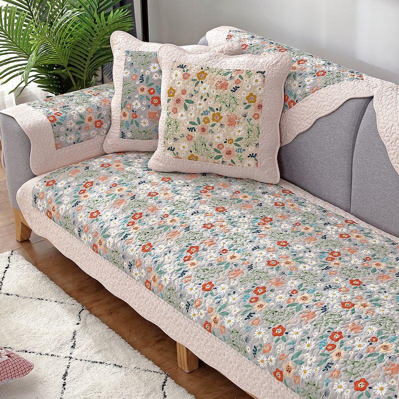 

2025 Новое поступление Подушка для дивана из стираного хлопка Пасторальный стиль Хлопковая ткань Ручная работа Чехол-накидка Круглый год Нейтральные Нескользящие Подушки для сиденья Flowers gray R 70 * 70cm