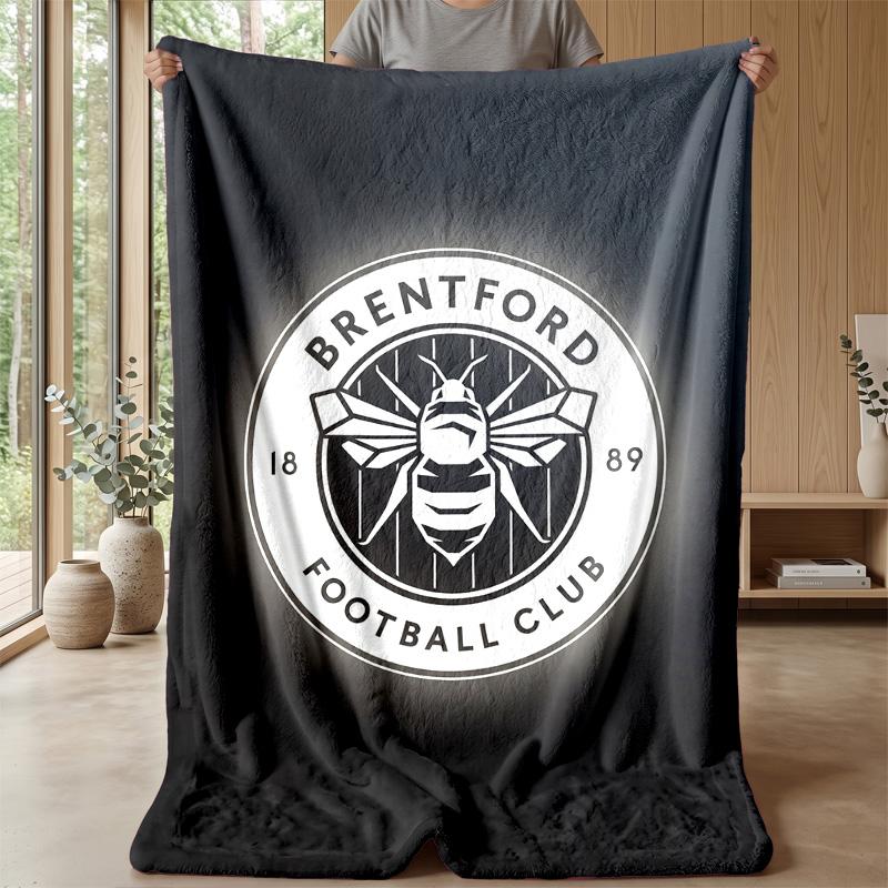 Brentford Football Print Flannel Blanket, Soft Warm Lightweight Throw Blanket for Sofa Bed Camping