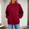 Women's Fashionable Casual Solid Color Round Neck Long Sleeved Pocket Sports Casual Pullover Sweatshirt Top