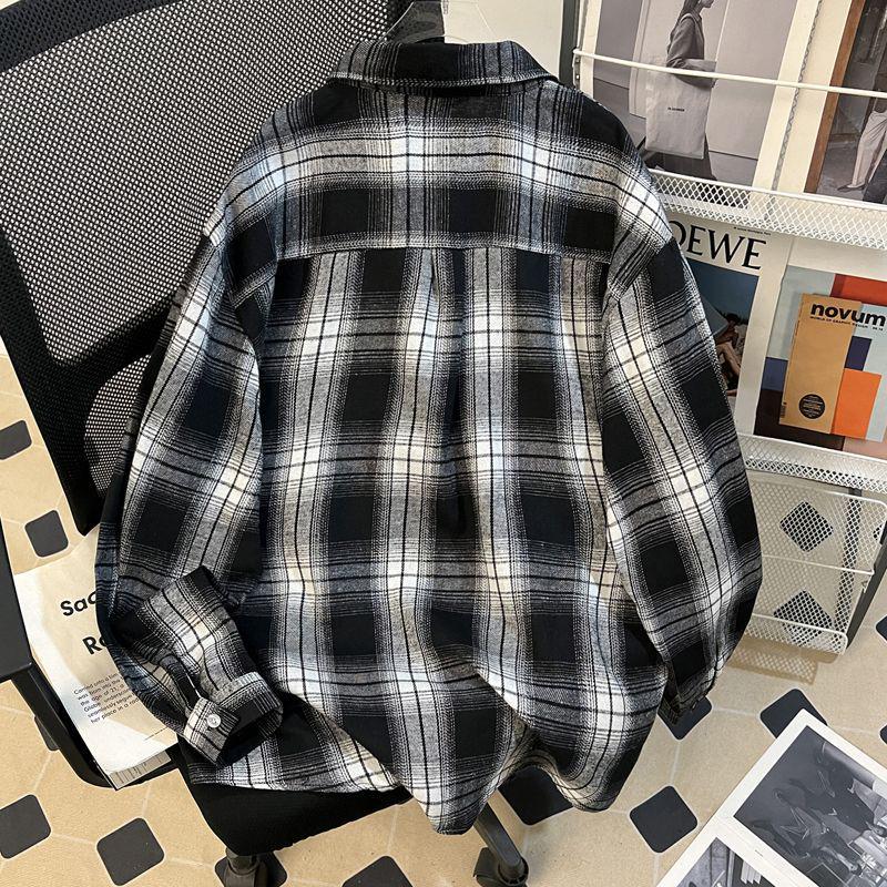 Unisex Retro Plaid Long-Sleeve Shirt - 2025 Autumn/Winter Trendy Scoundrel Style