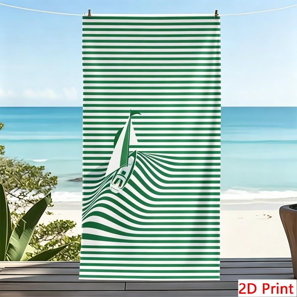 Oversized Sailing Beach Towel XL Nautical Striped Pool Blanket Large Sailboat Bath Towels for Summer Vacation Travel Essentials