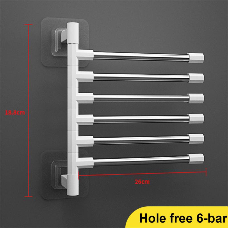 Bathroom Tools Punch-free Wall-mounted Rotating Towel Bath Towel Rack Space Aluminum Multi-layer Hanging Rod Rack For El Gym