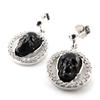Les Trésors De Lily [J3116] - Silver Earrings 'Skull' Black Silver (rhodium Plated) - 18x11 Mm