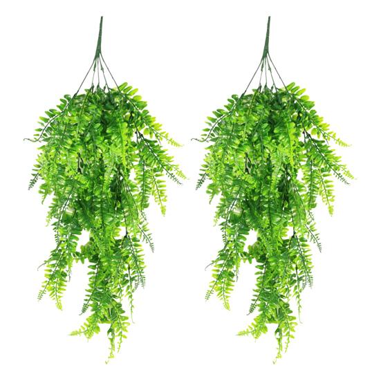 1/2/3/4/6Pcs Hanging Artificial Fern Plants UV Resistant Realistic Faux Greenery Indoor Outdoor Garden Yard Plastic Plants Fake Fern Leaves Decoration