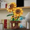Non-Toxic 291Pcs Sunflower Potted Plant Building Block Flower Model Puzzle Toys Sets New Year Christmas Birthday Gifts