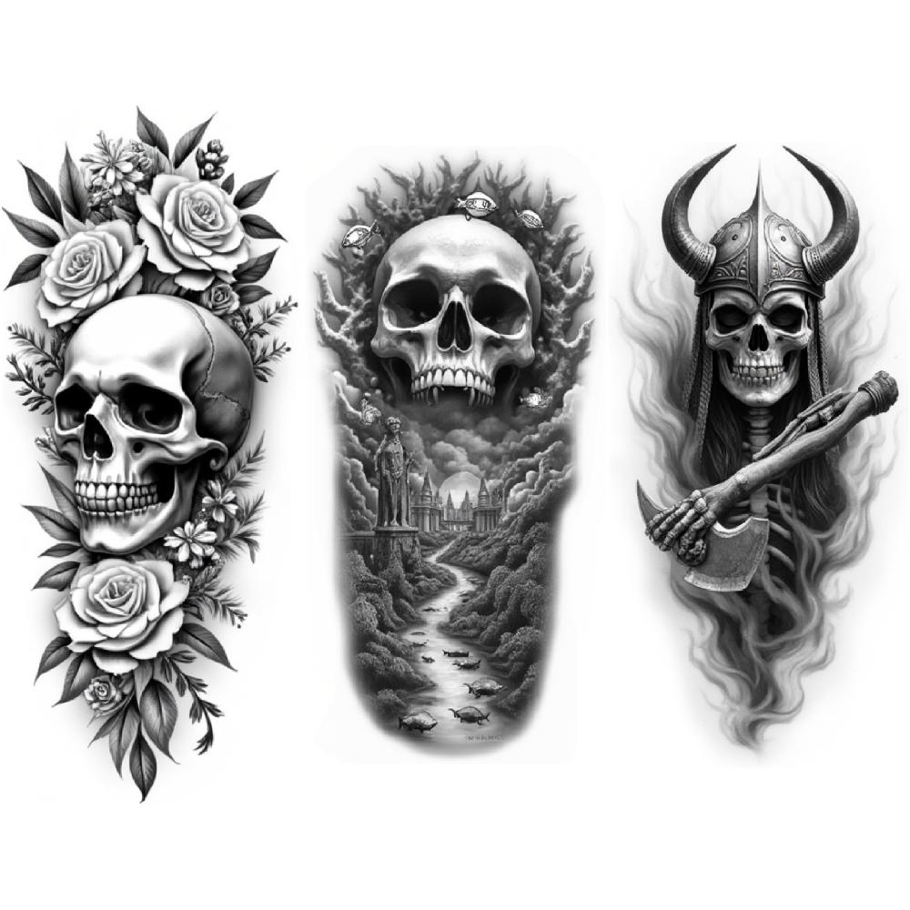 3pcs Temporary Tattoo Roses Black And Grey Realism Spider Butterflies Waterproof Long-lasting Body Stickers Thorns For