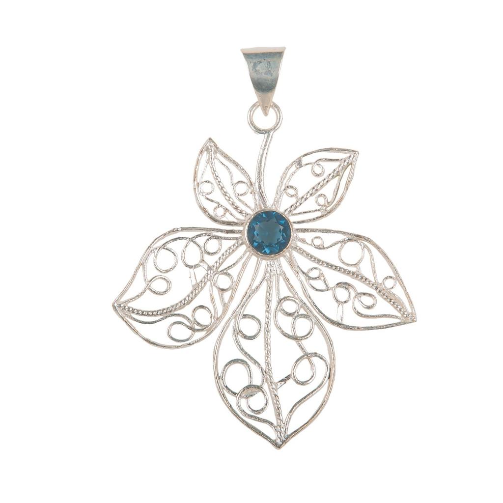 Natural London Blue Topaz  Gemstone 925 Sterling Silver Jewelry Pendant 2.29" CP-19-7