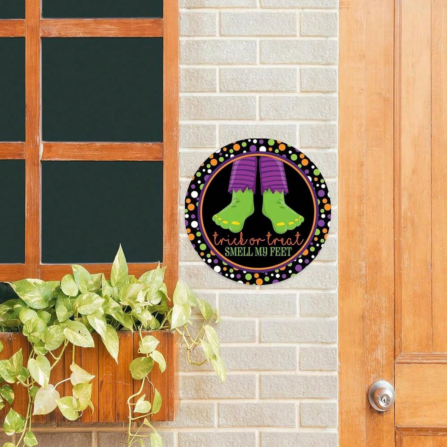 

Metal Halloween Wreath Sign 9 Inch Round Bar Family Decor Fall Home Room різнокольоровий